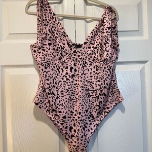 SHEIN Pink and Black Animal Print Top